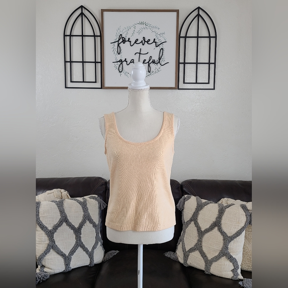 St. John Peach Knit Tank Top - Picture 2 of 8